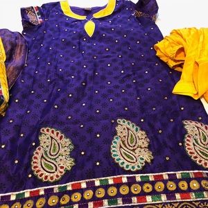Purple/yellow Indian churidar